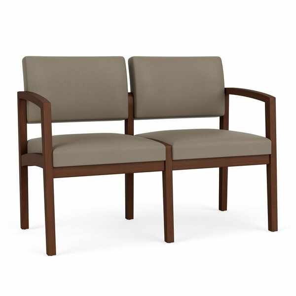 Lesro Lenox Wood 2 Seat Tandem Seating Wood Frame No Center Arm, Walnut, MD Farro Upholstery LW2101